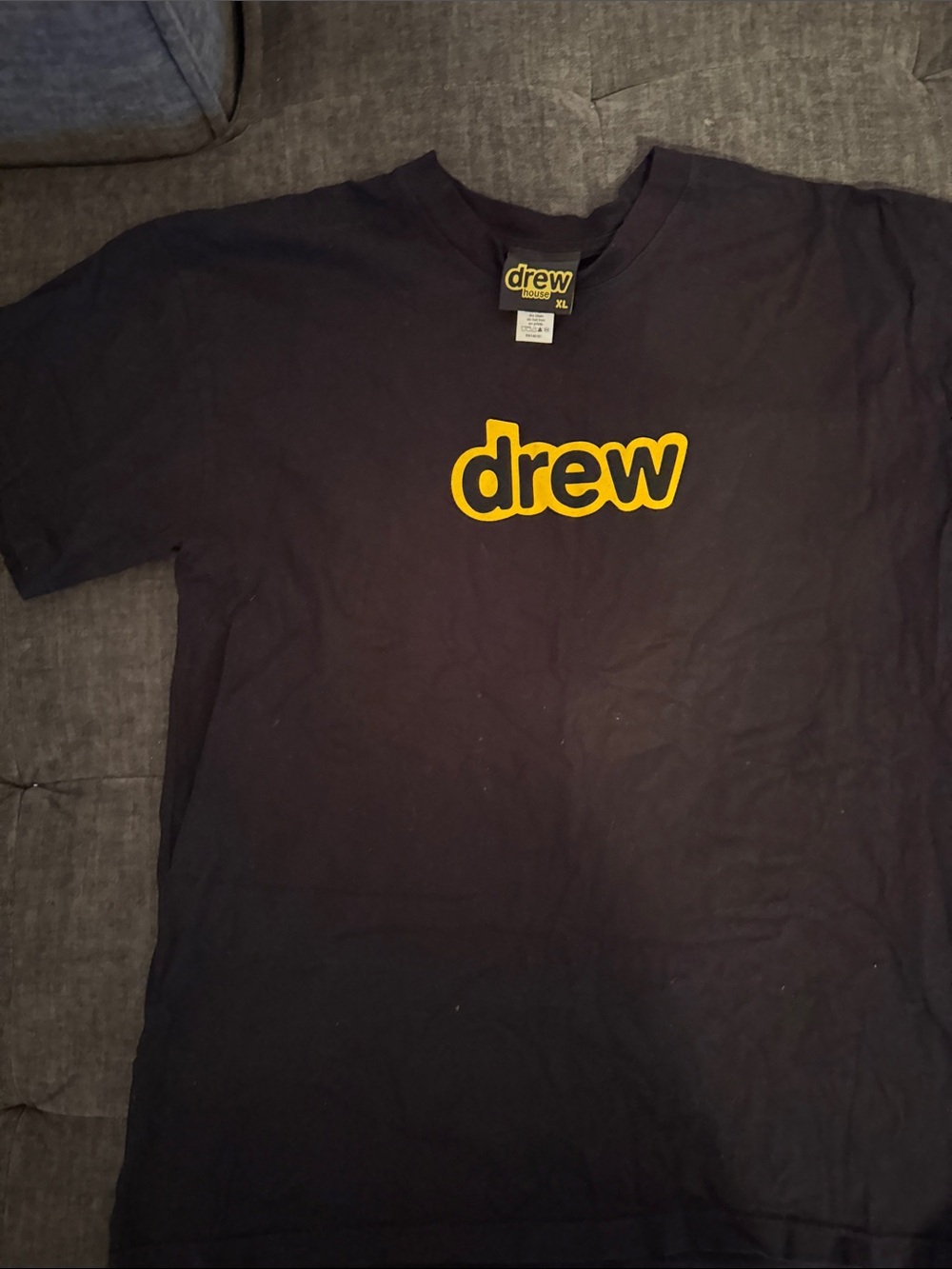 drew house Black T-Shirt with Yellow Logo